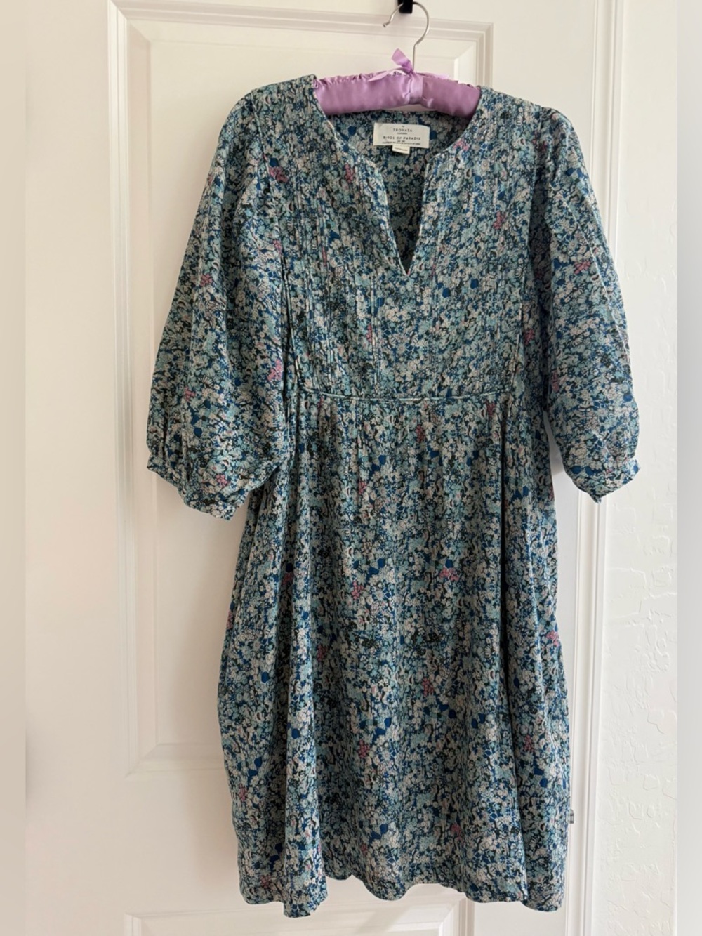 Tuckernuck Trovata Paola dress ditsy floral pintuck bib lined pockets